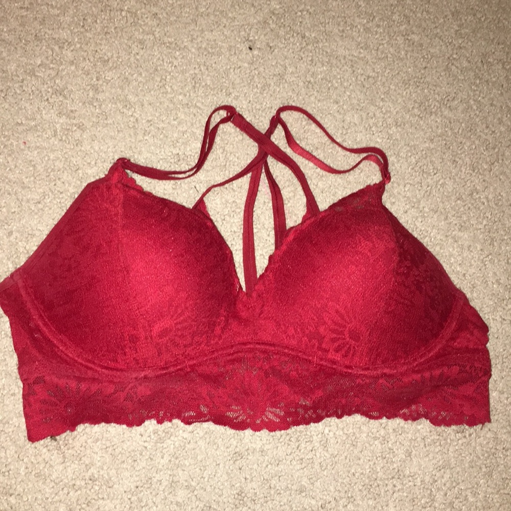 PINK Red Lace Push up Bralette